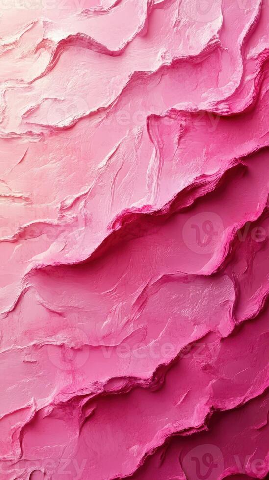 Textured wall artwork in shades of pink with layered, wavy patterns reflecting artistic design and creativity photo