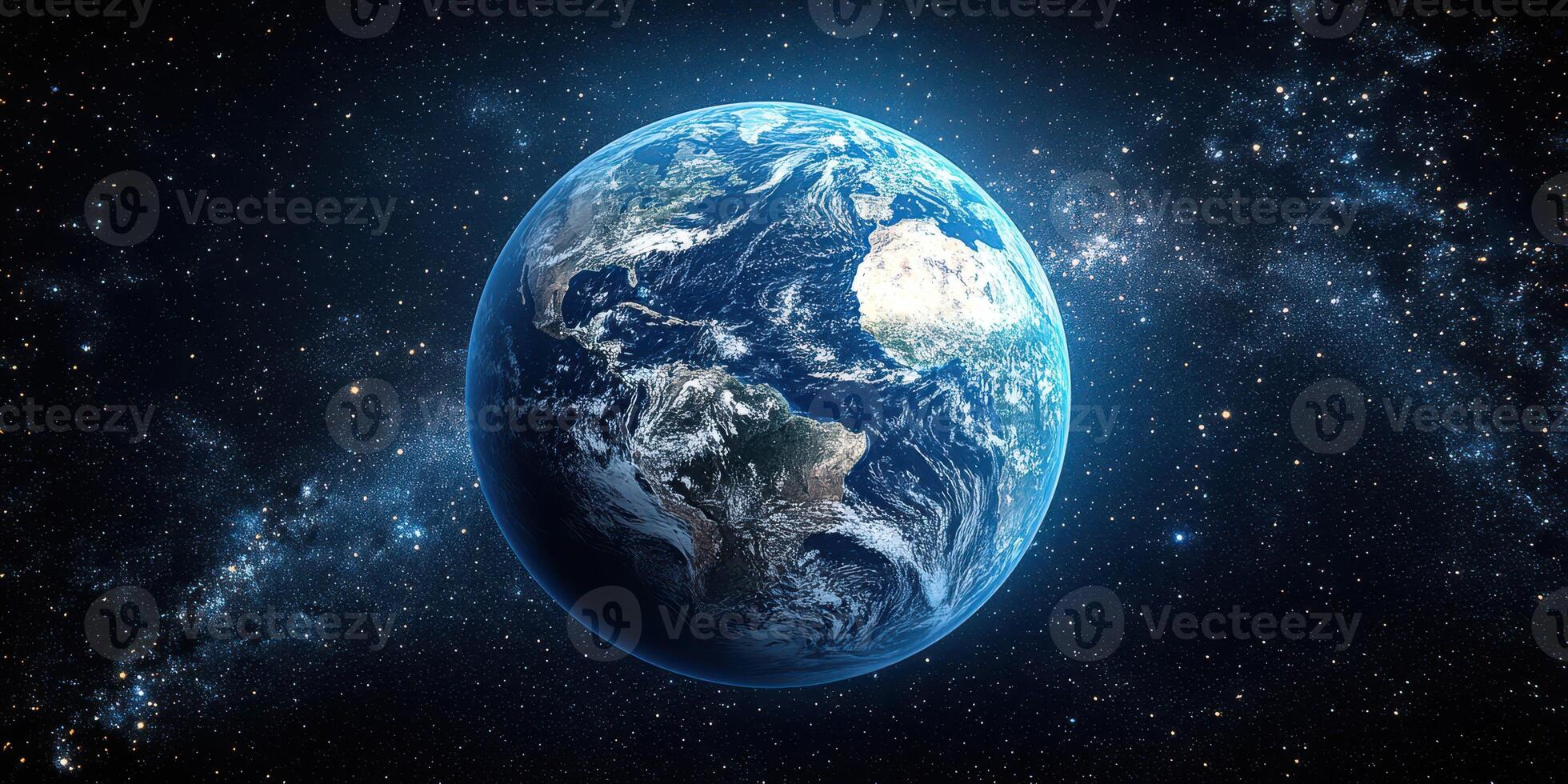 Planet Earth seen from space with vibrant colors and glowing atmosphere highlighting the beauty of our world photo