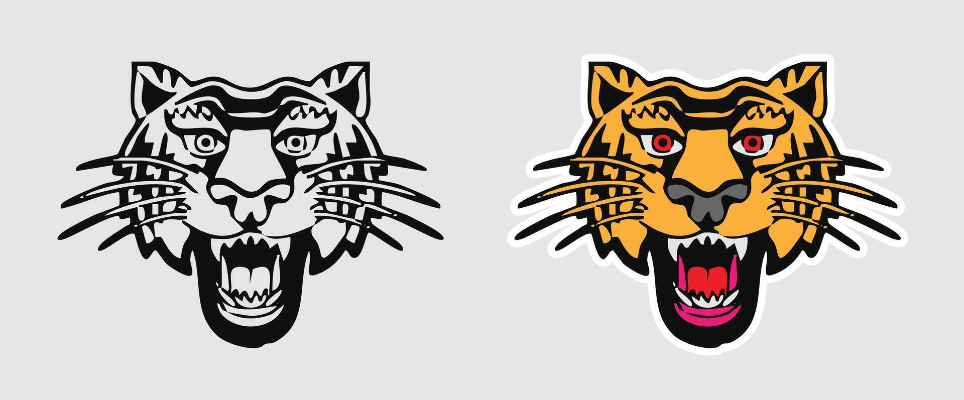 retro tiger ilustration vector