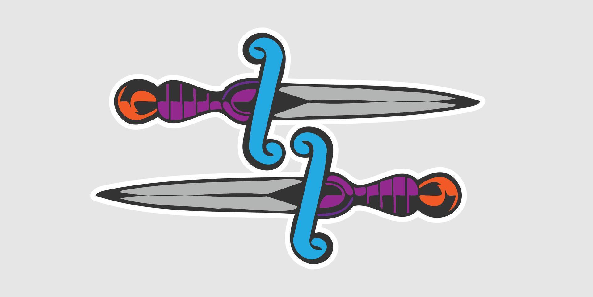 retro themed dagger emblem vector