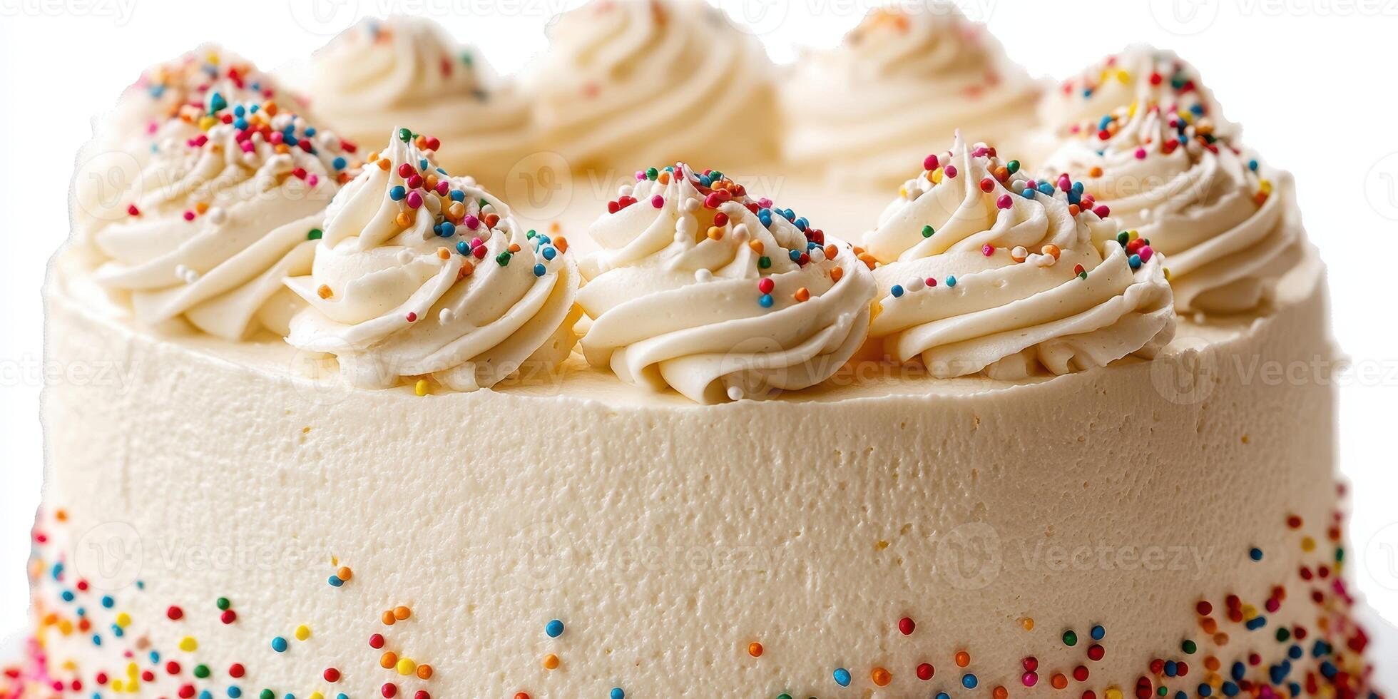 Delicious cream cake adorned with colorful sprinkles perfect for celebrations photo