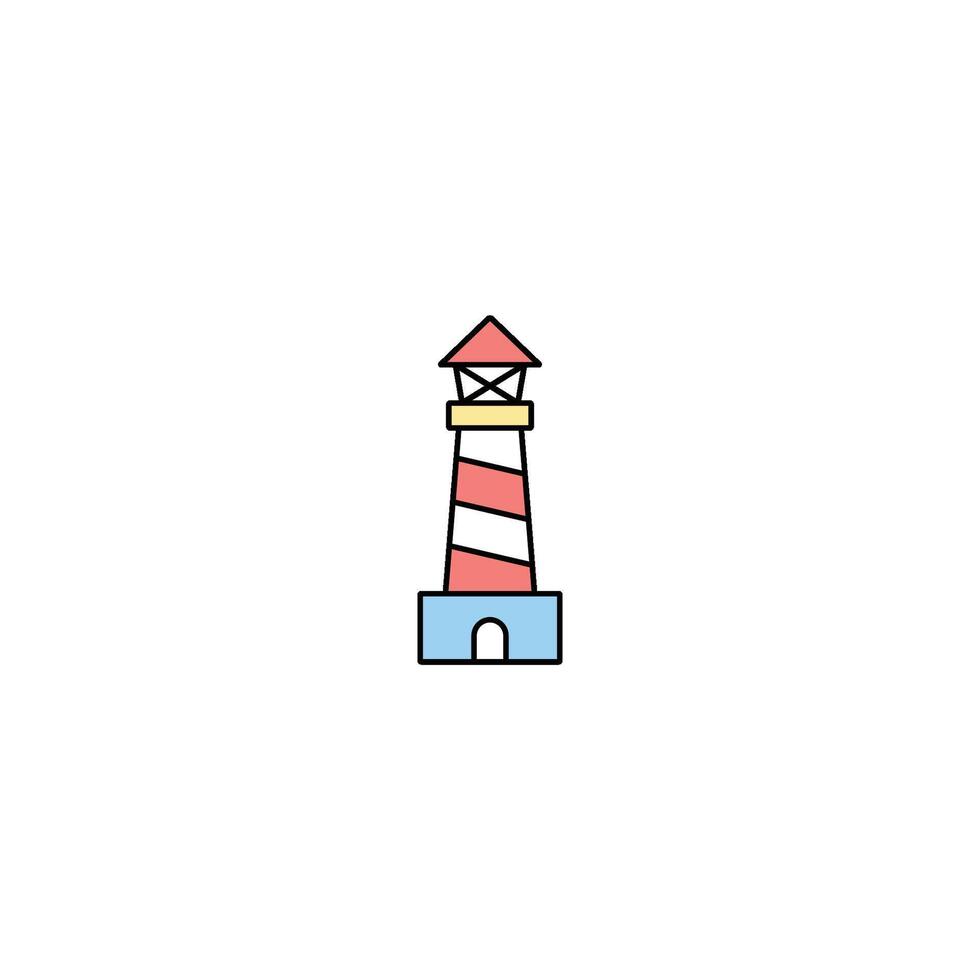 A lighthouse icon with a red and white striped roof vector