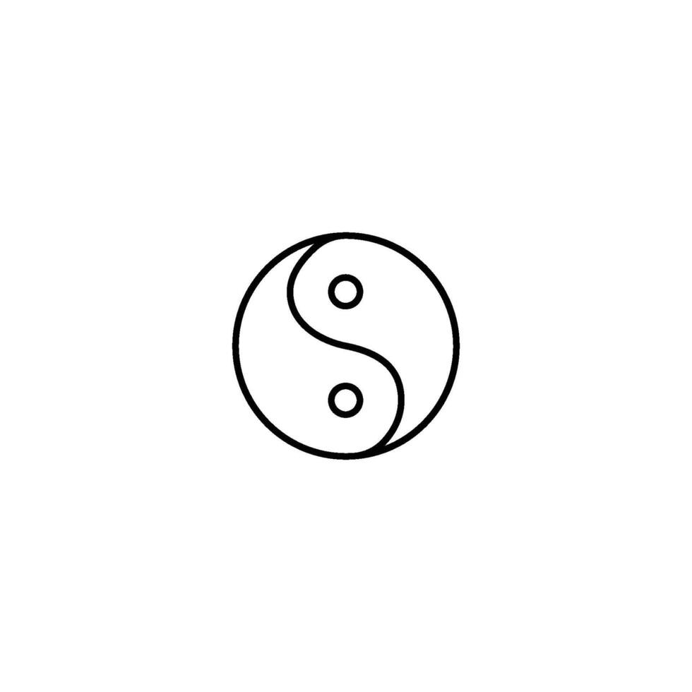 Yin yang symbol in a black and white line drawing vector