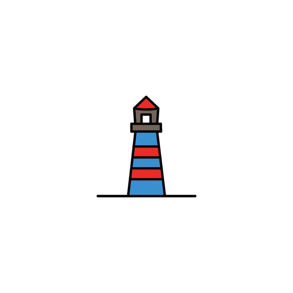 A red and blue lighthouse icon on a white background vector
