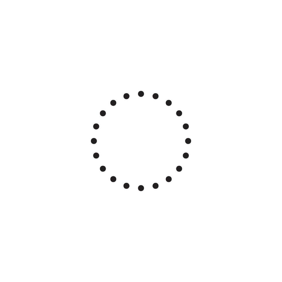 A circle with dots on it is shown in black and white vector