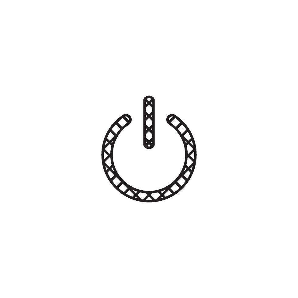 A black and white image of a power button vector