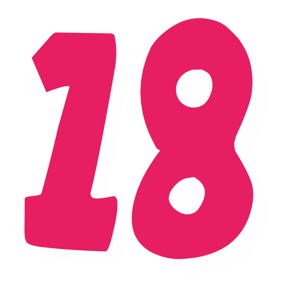eighteen pink number png