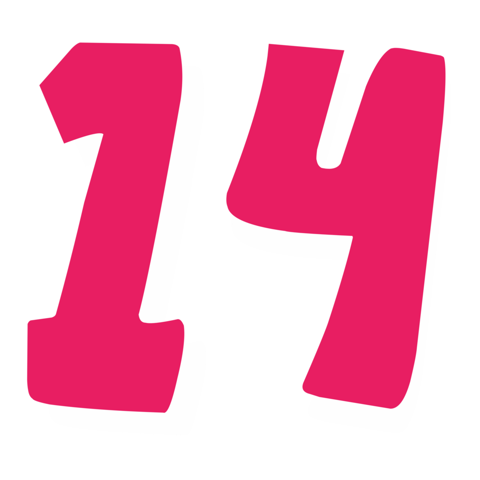 fourteen pink number png