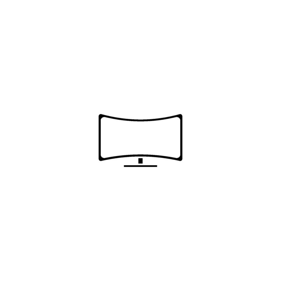 A black and white illustration of a curved monitor vector