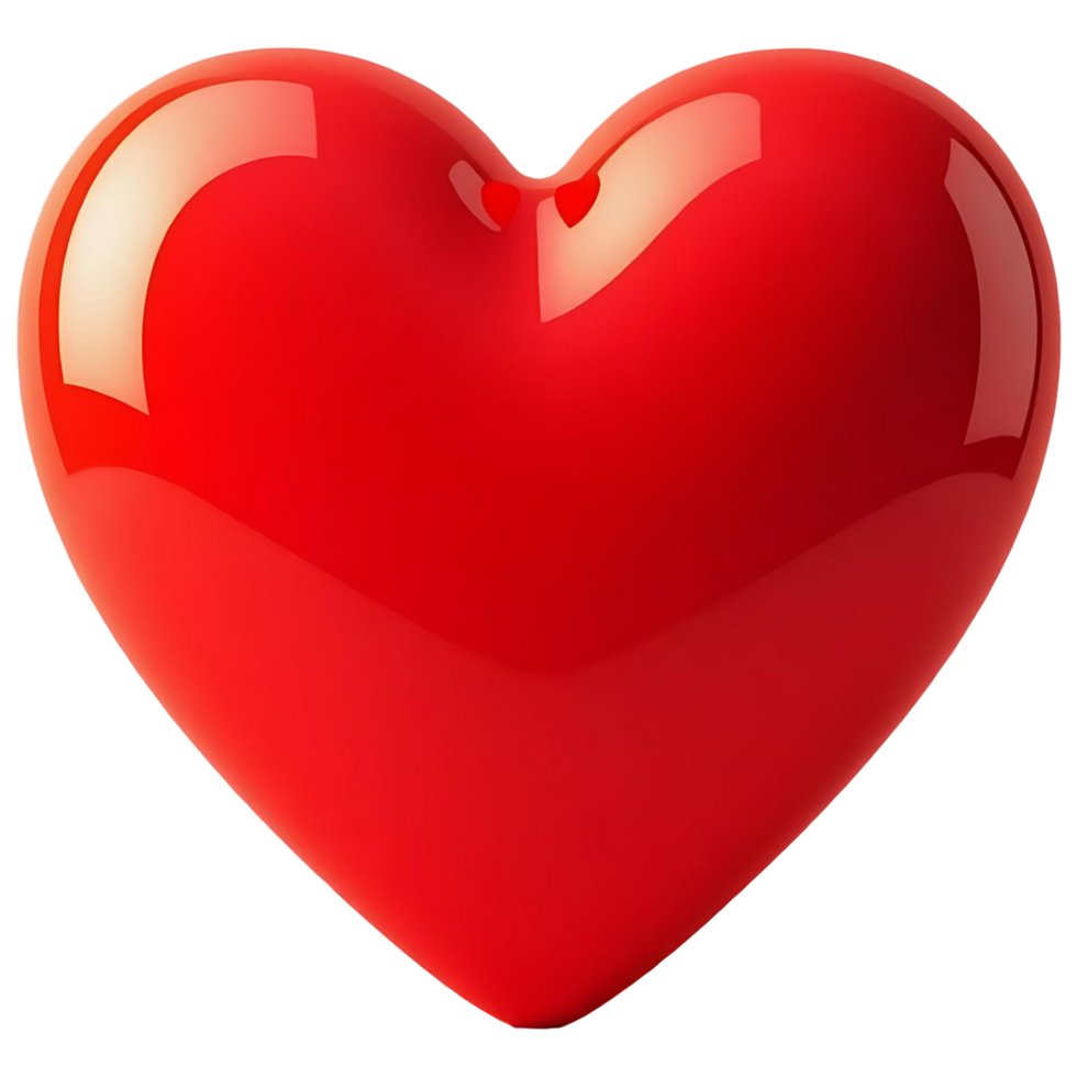 Red Glossy Heart Transparent Background for Editing png