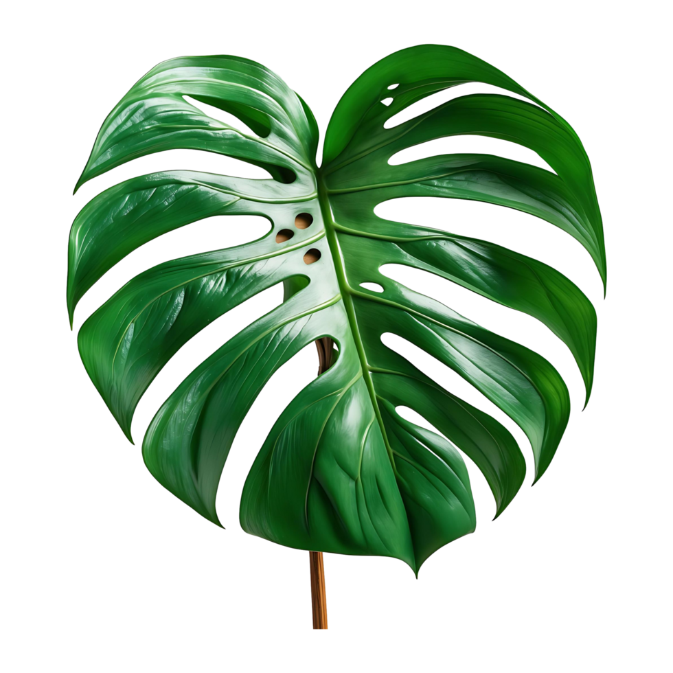 Realistic Green Monstera Leaf Isolated Transparent Background png