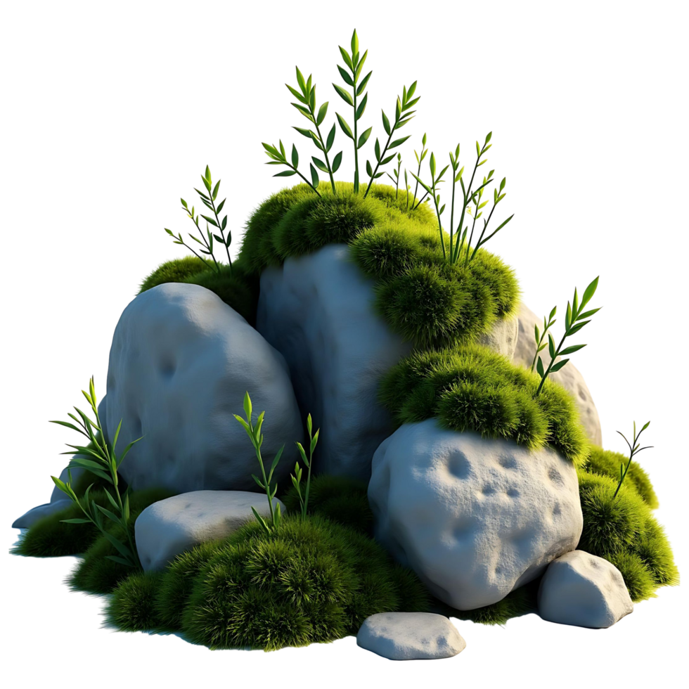Rock Pile with Moss Ivy Isolated for Landscaping Projects png