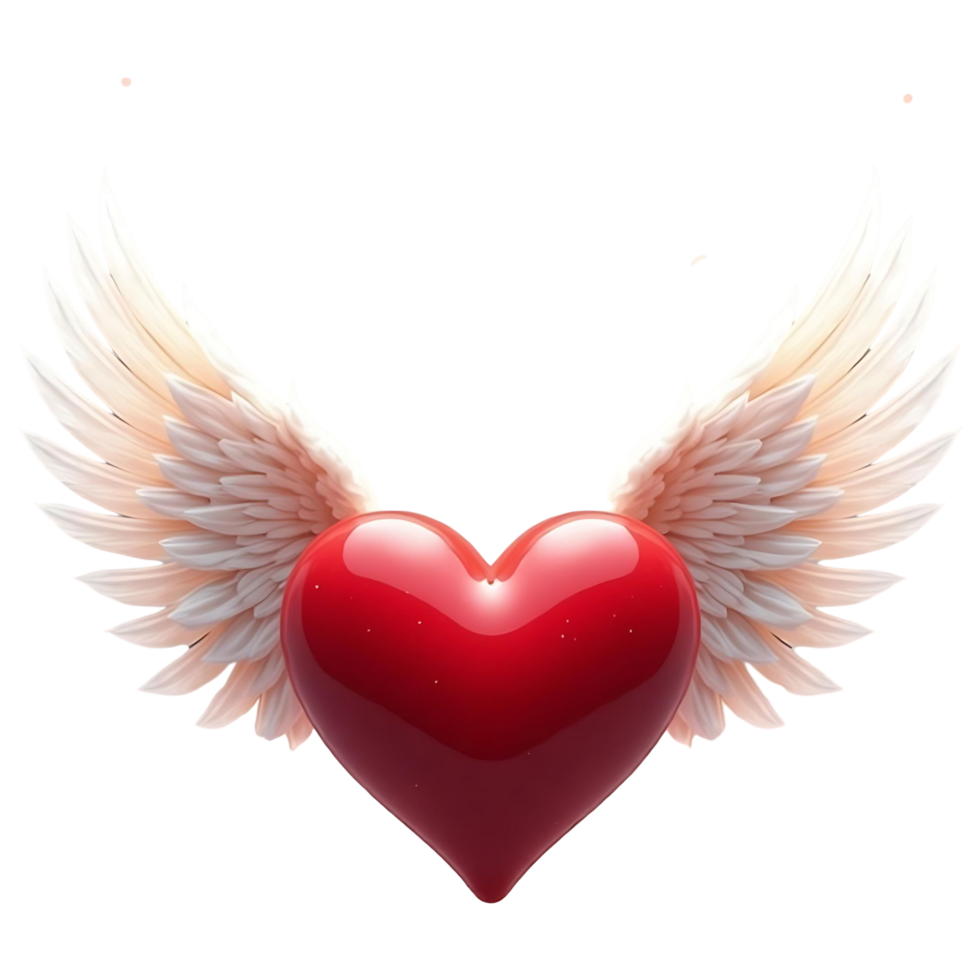 Fantasy Heart with Glowing Wings Stunning Transparent Digital Art png