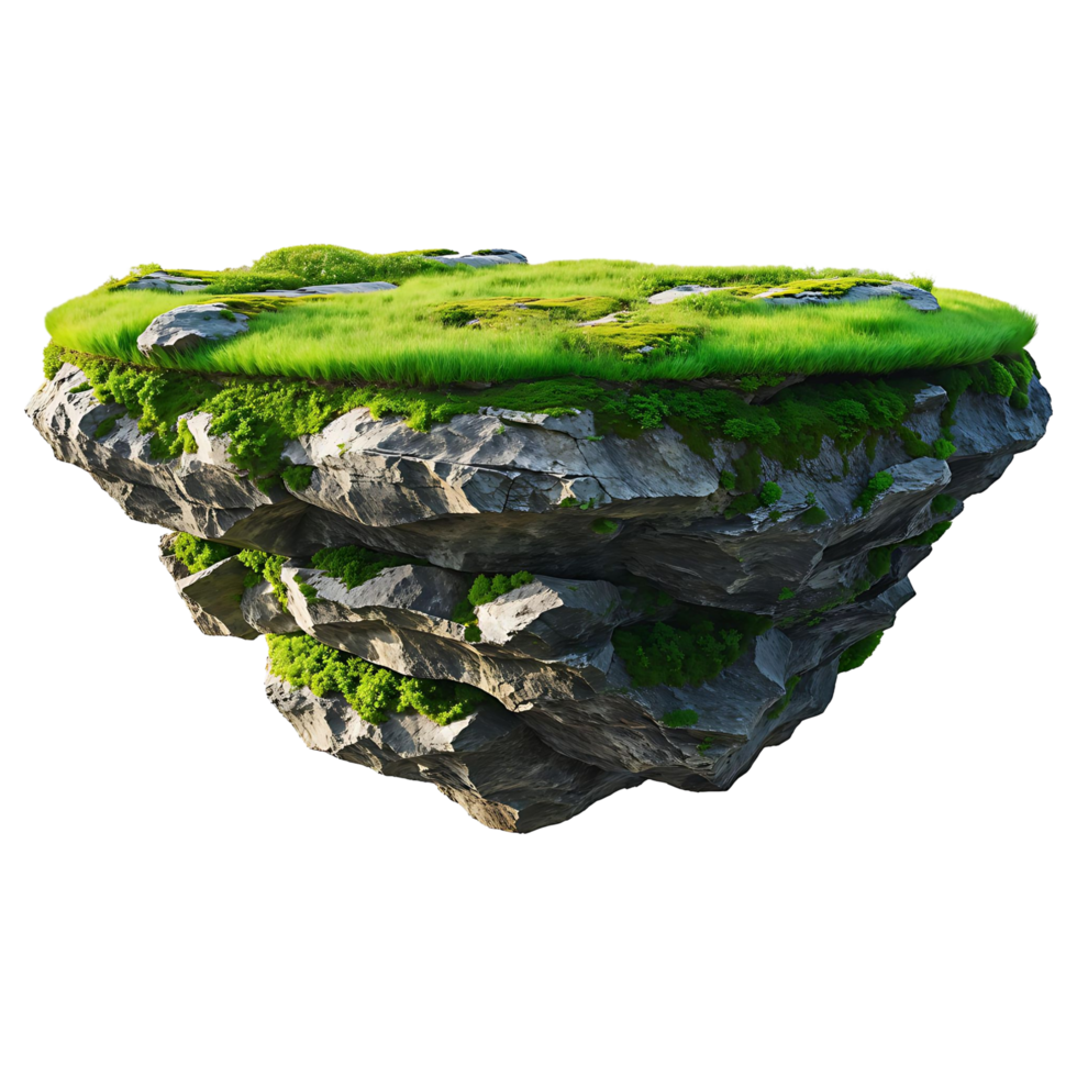 Floating Island Fantasy Hovering Land with Green Grass png