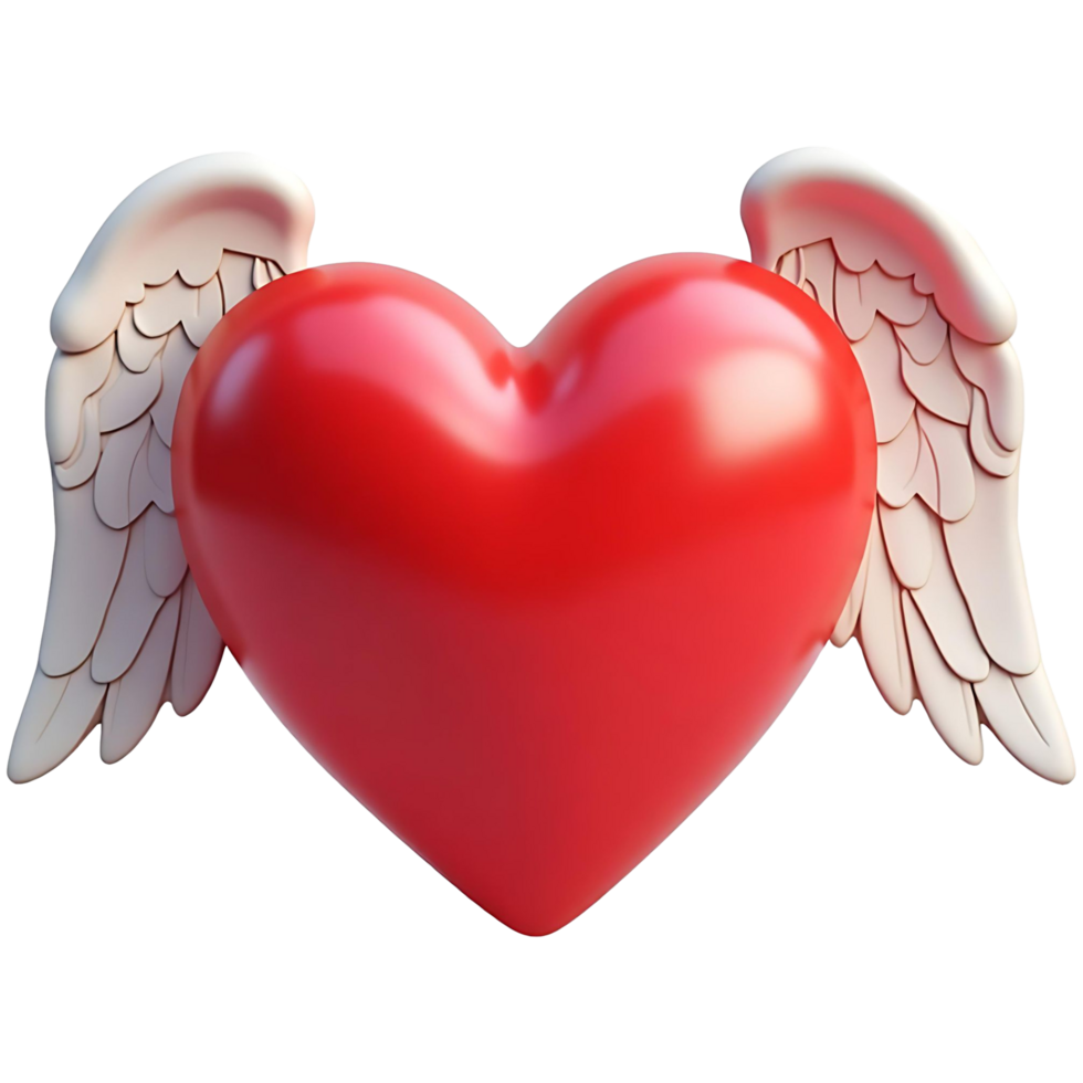 Love Heart with Wings Fantasy Romantic Illustration png