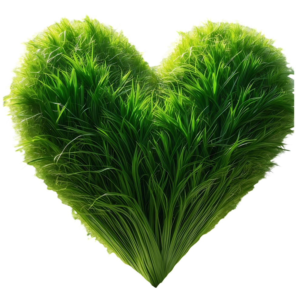 Lush Grass Heart Illustration High Quality Transparent Background png