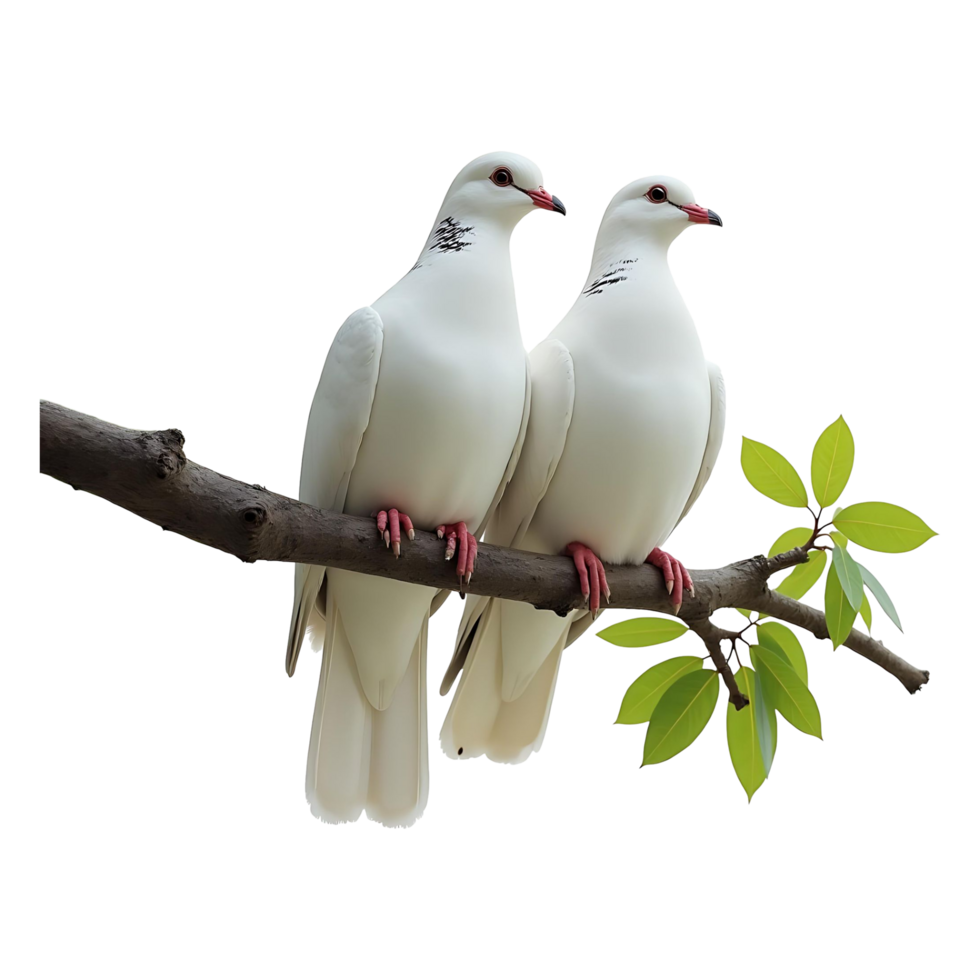 Peaceful Doves Sitting on a Tree Elegant Symbol of Love Harmony png