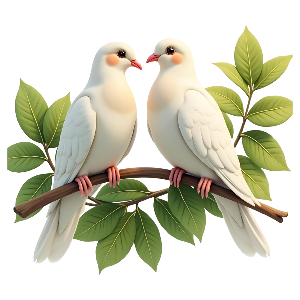Romantic White Doves Transparent Background for Love Peace Themes png