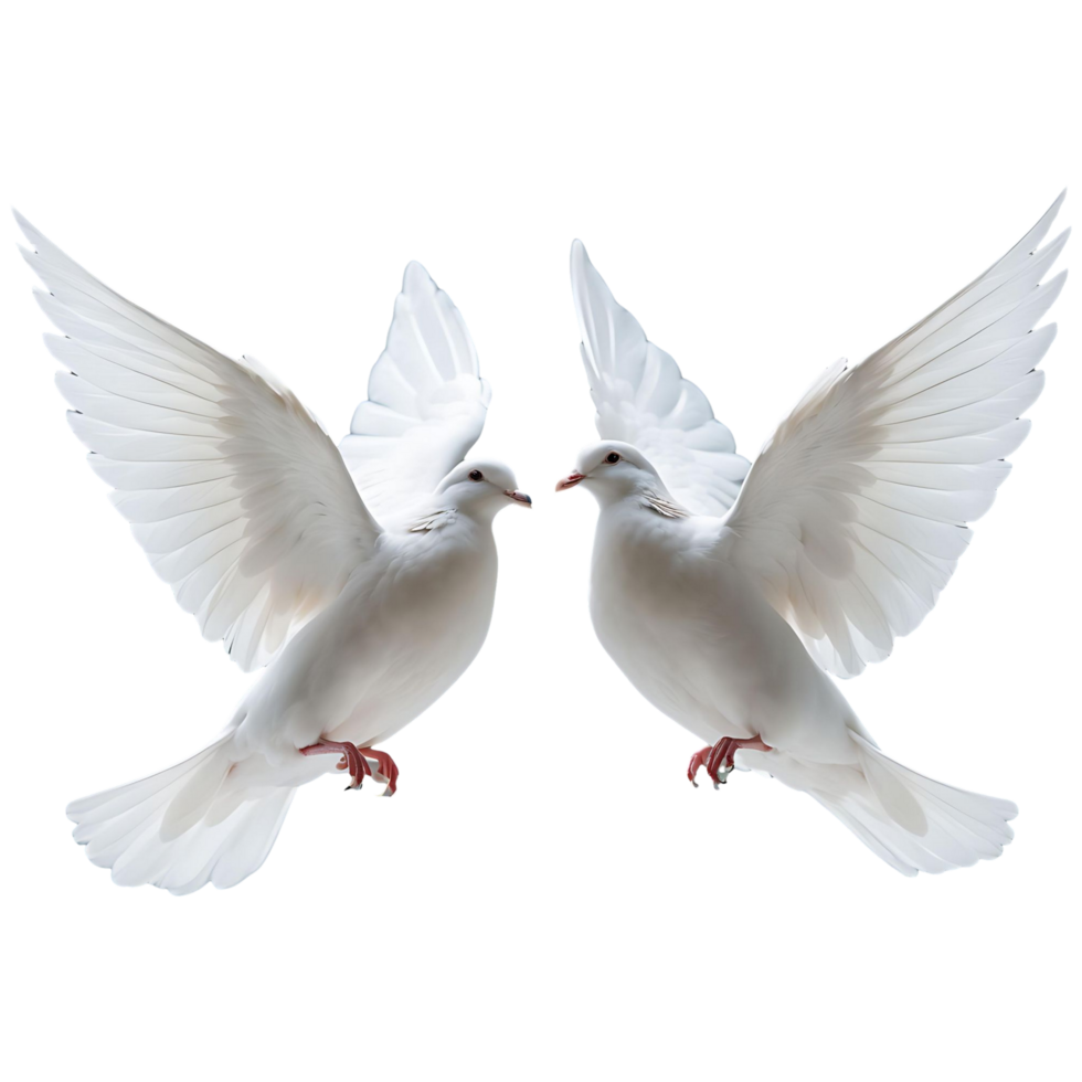 Peaceful White Doves Isolated on Transparent Background Royalty Free Image png
