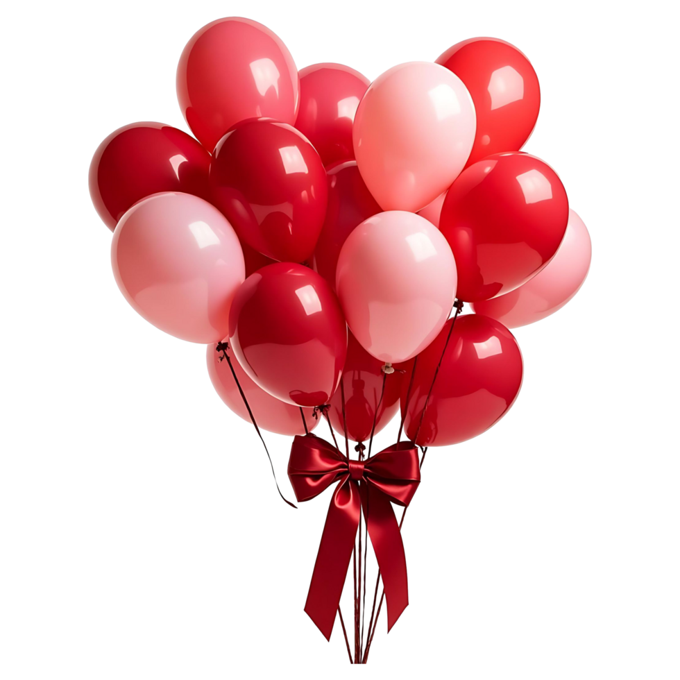 Floating Heart Balloons with Bow Perfect for Weddings Love Projects png