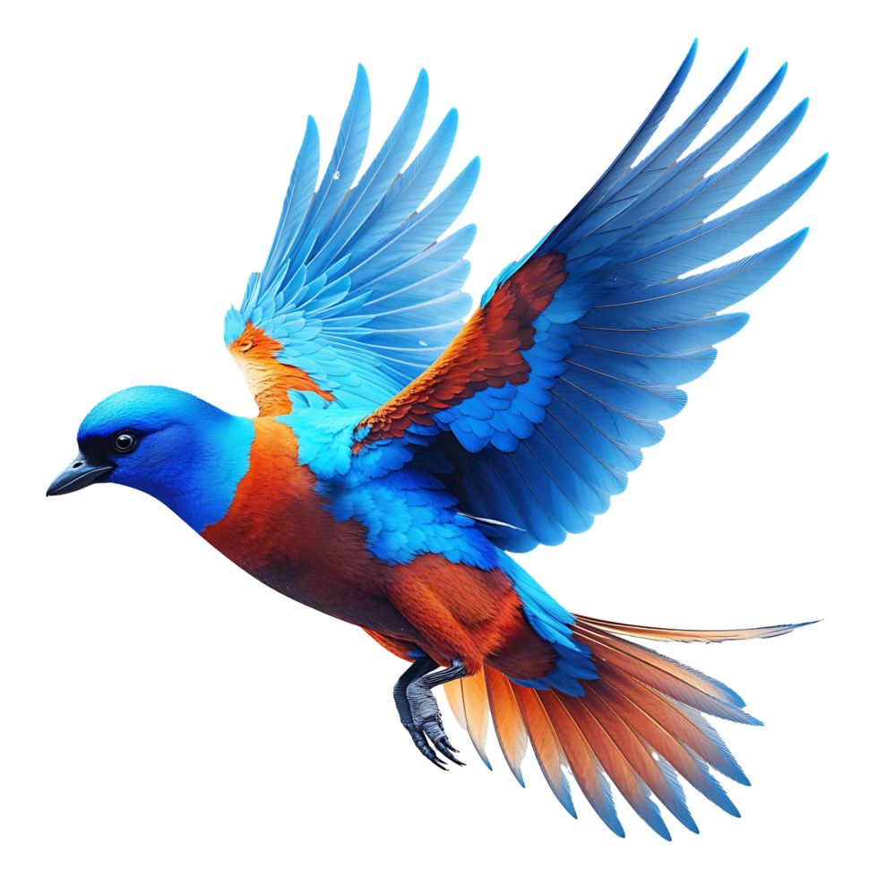 Beautiful Flying Kingfisher Detailed 3D Rendering of a Colorful Bird png