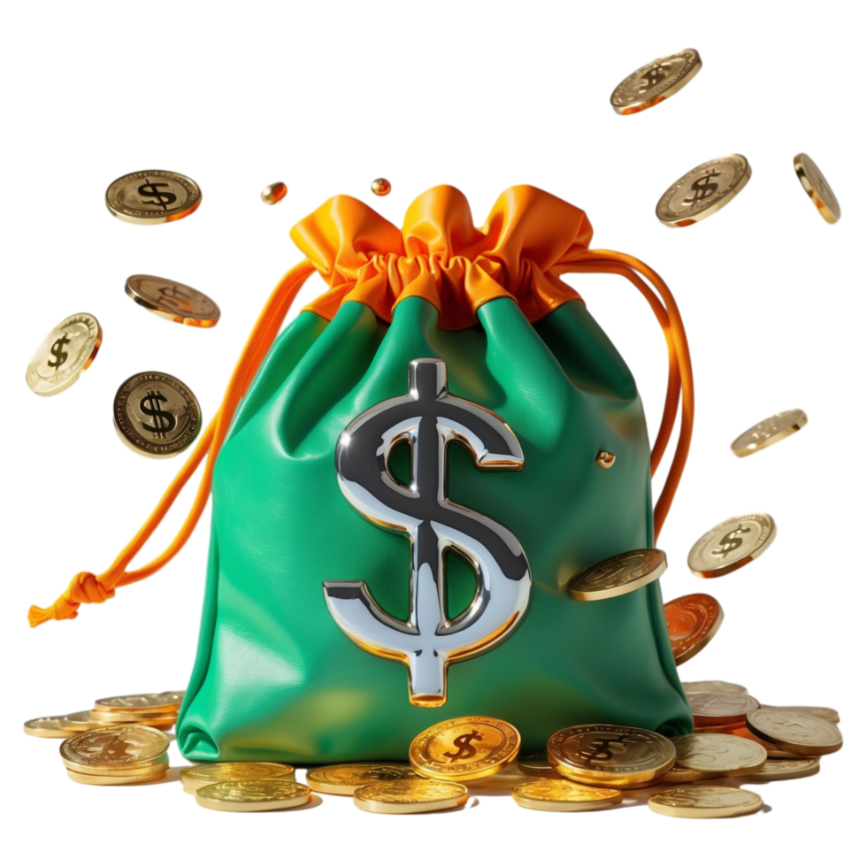Cash Bag with Coins Clipart Perfect for Finance Business Designs png