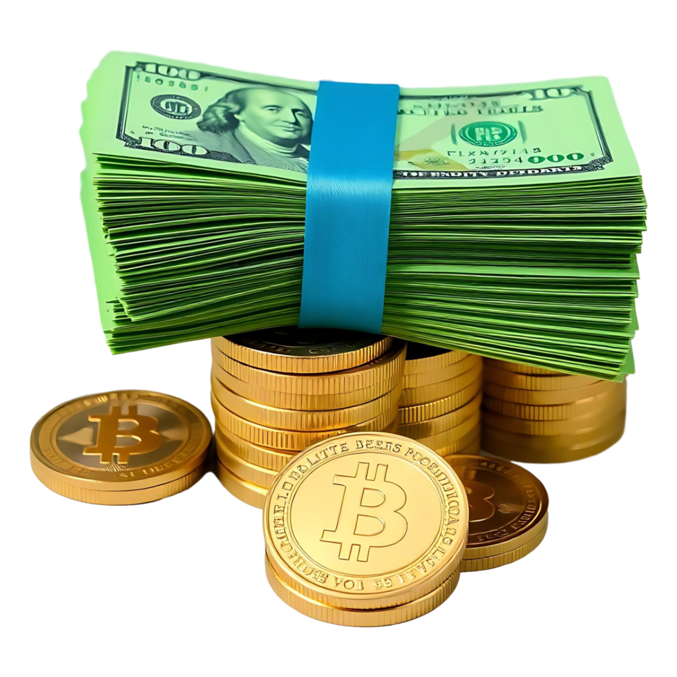 3D Money Icon Stacked Cash and Gold Coins for Finance Business png