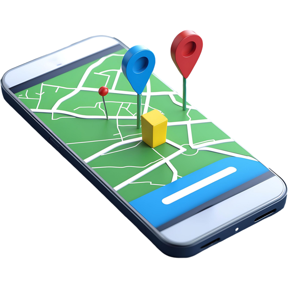 3D Mobile Navigation GPS Map Illustration Digital Location Concept png