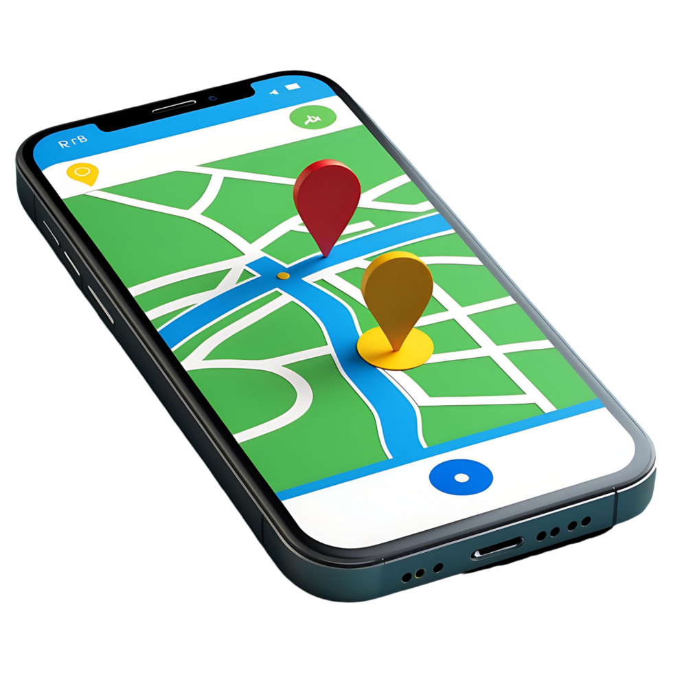 Realistic 3D Navigation Map with Location Pins Perfect for Apps Websites png