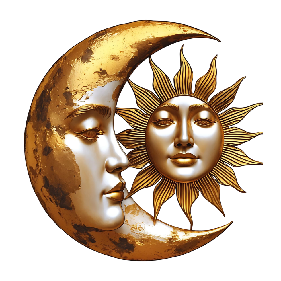 Celestial Sun and Moon Ornament Mystical Home Garden Decor png