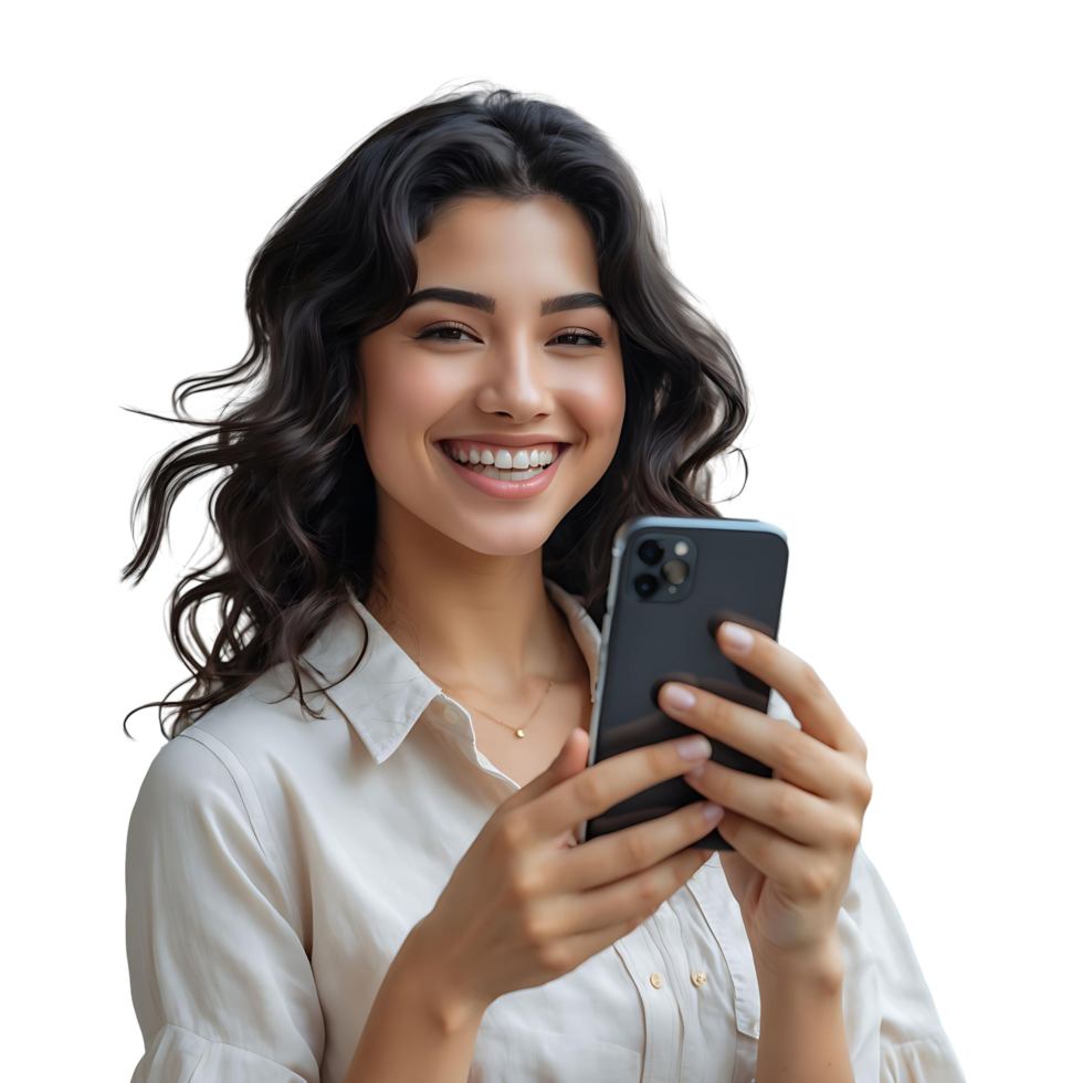 Beautiful Woman Using Smartphone Digital Communication Concept png