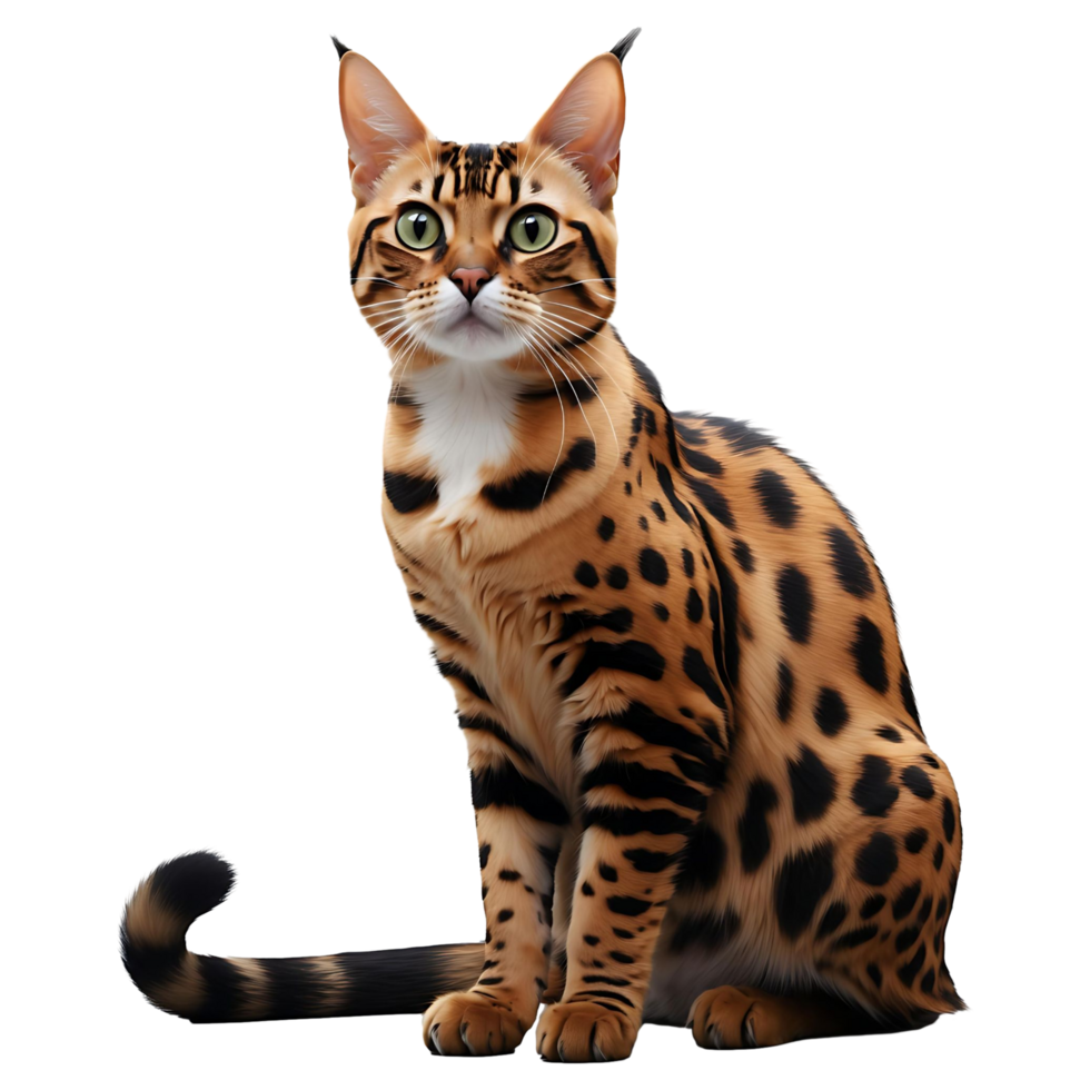 Elegant Bengal Kitten Great for Merch, Stickers Branding png
