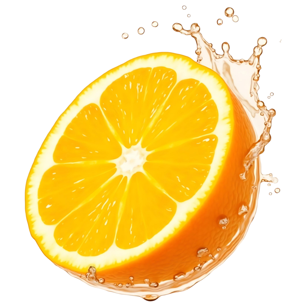 Realistic Orange Fruit Splash Stock Photo Perfect for Ads Marketing png