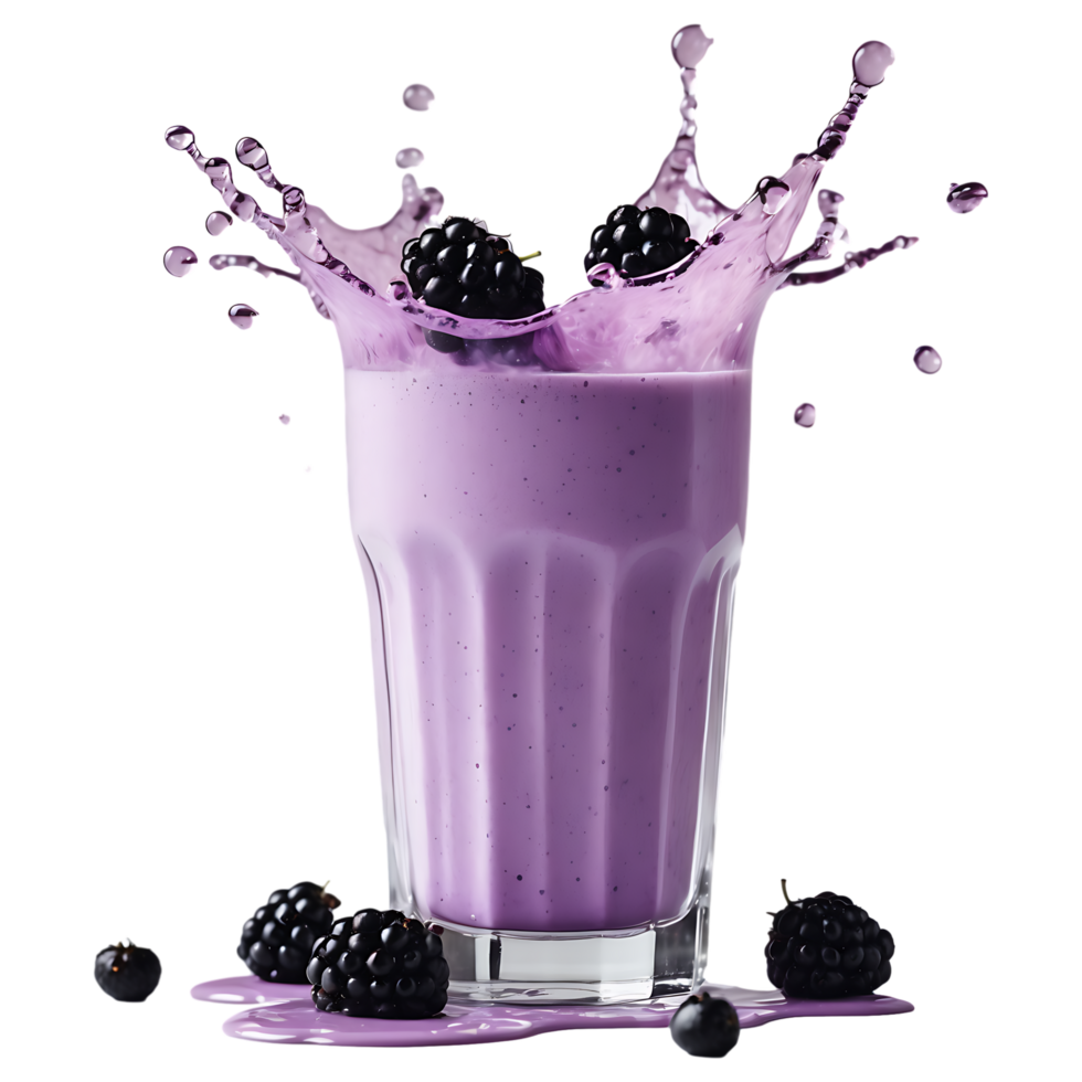 Creamy Berry Milkshake with Fresh Blackberries Perfect for Ads Menus png