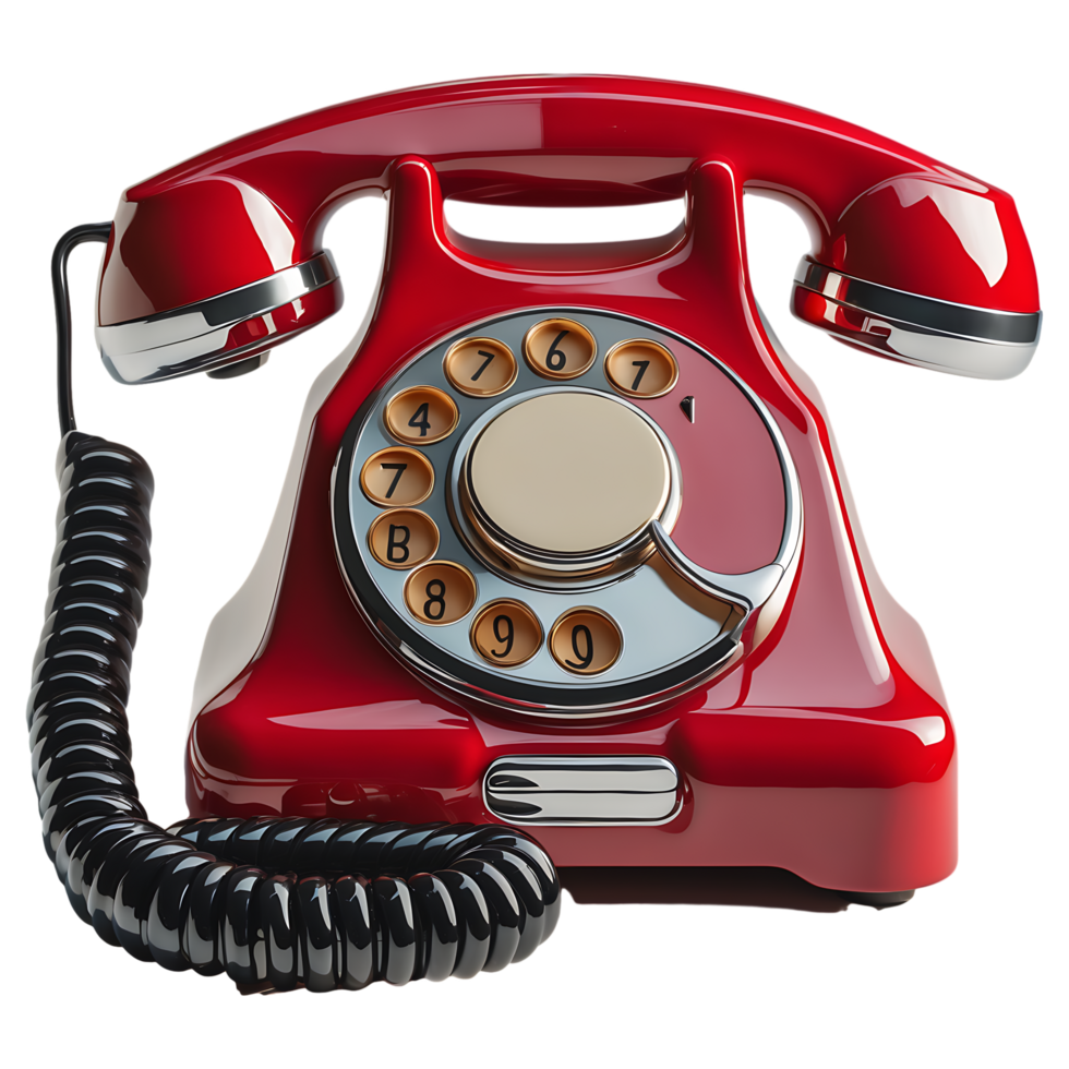 Vintage Red Rotary Phone Classic Retro Telephone Stock Image png