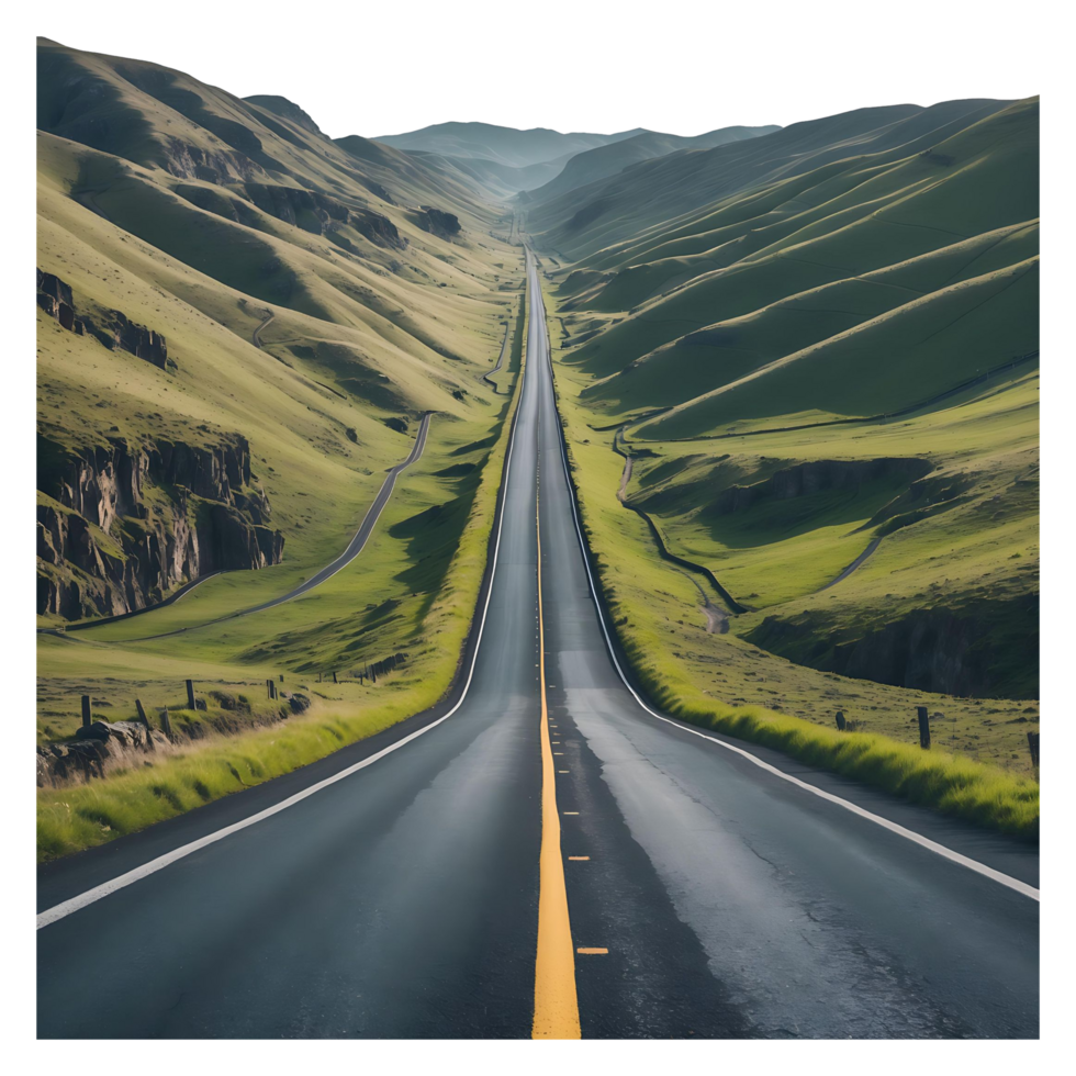 Endless Open Road Stunning Isolated Highway with Transparent Background png