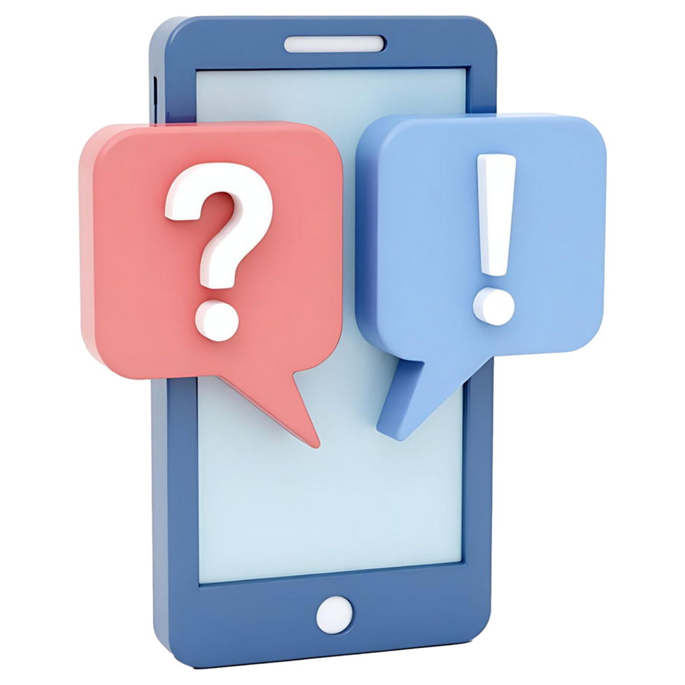 Help Support Symbol 3D Smartphone with Question Mark Transparent Image png