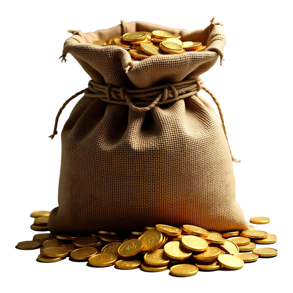 Gold Coin Treasure with Money Sack Royalty-Free Transparent Image png