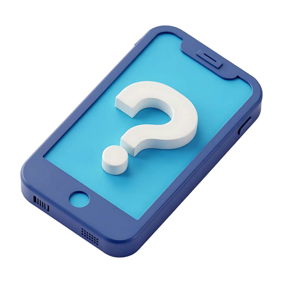 Customer Service Icon 3D Mobile Phone with Help Question Mark png