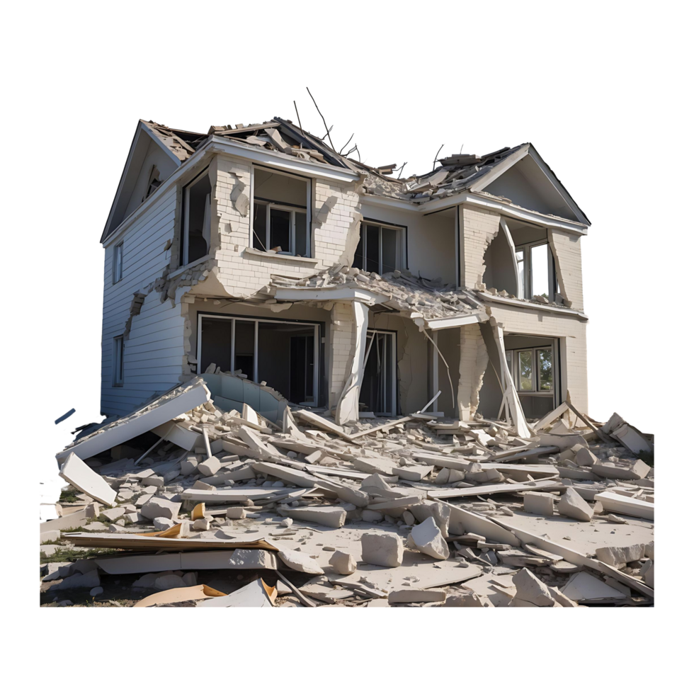 Abandoned Collapsed Building High-Resolution Ruins Stock Image png