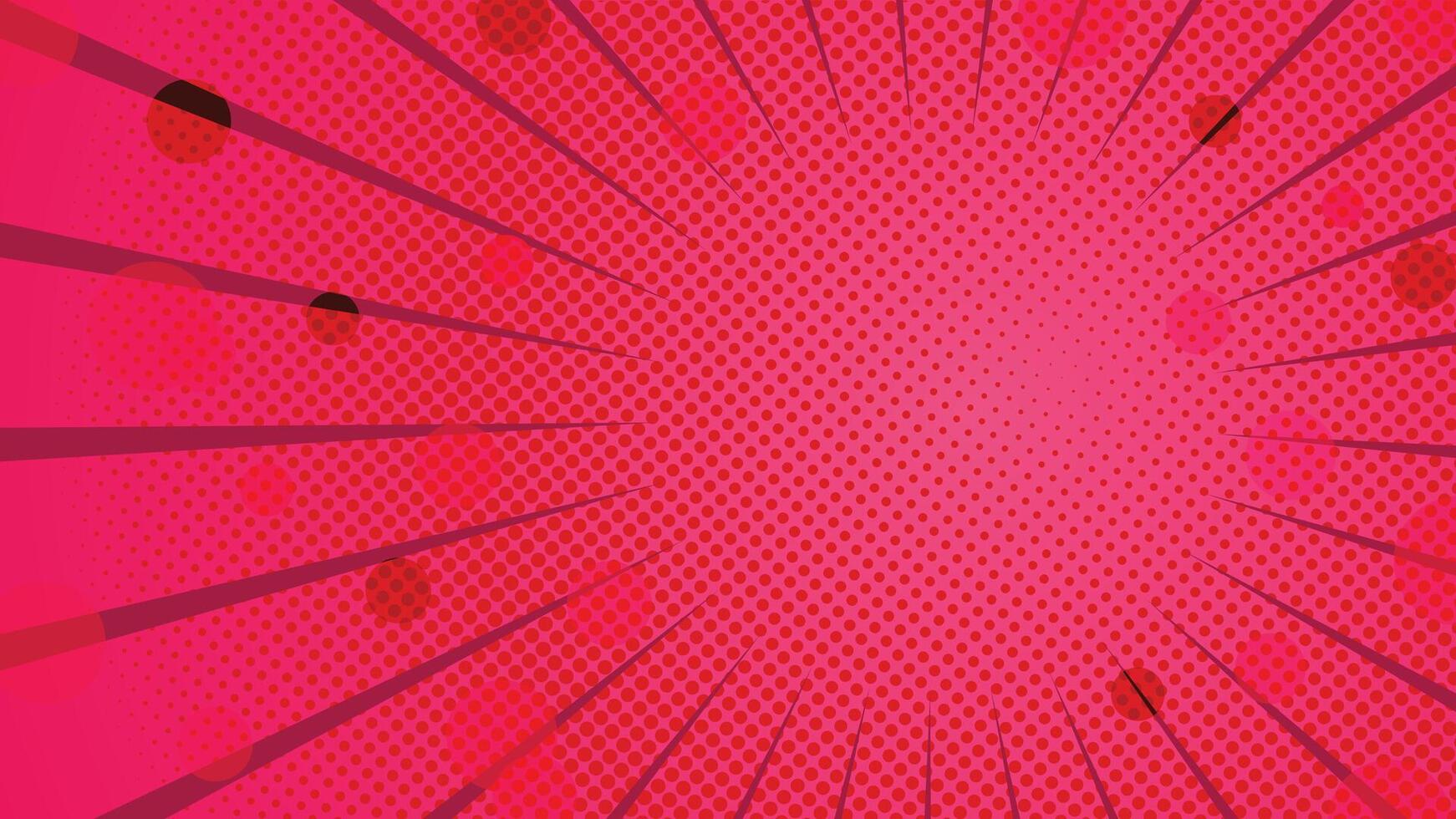 Dynamic red pop art background featuring halftone dots and comic style rays, ideal for posters, ads, banners, and creative design projects with a bold and retro aesthetic. vector