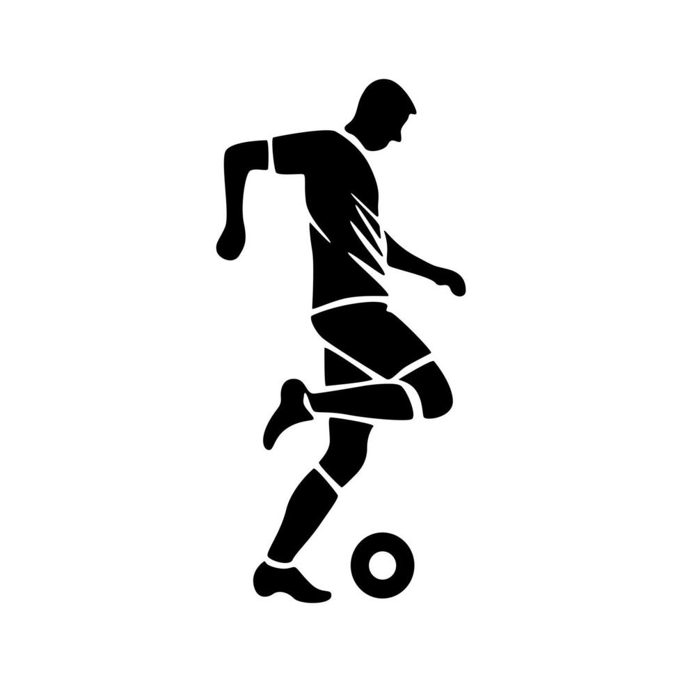 Soccer player running with ball, footballer isolated vector