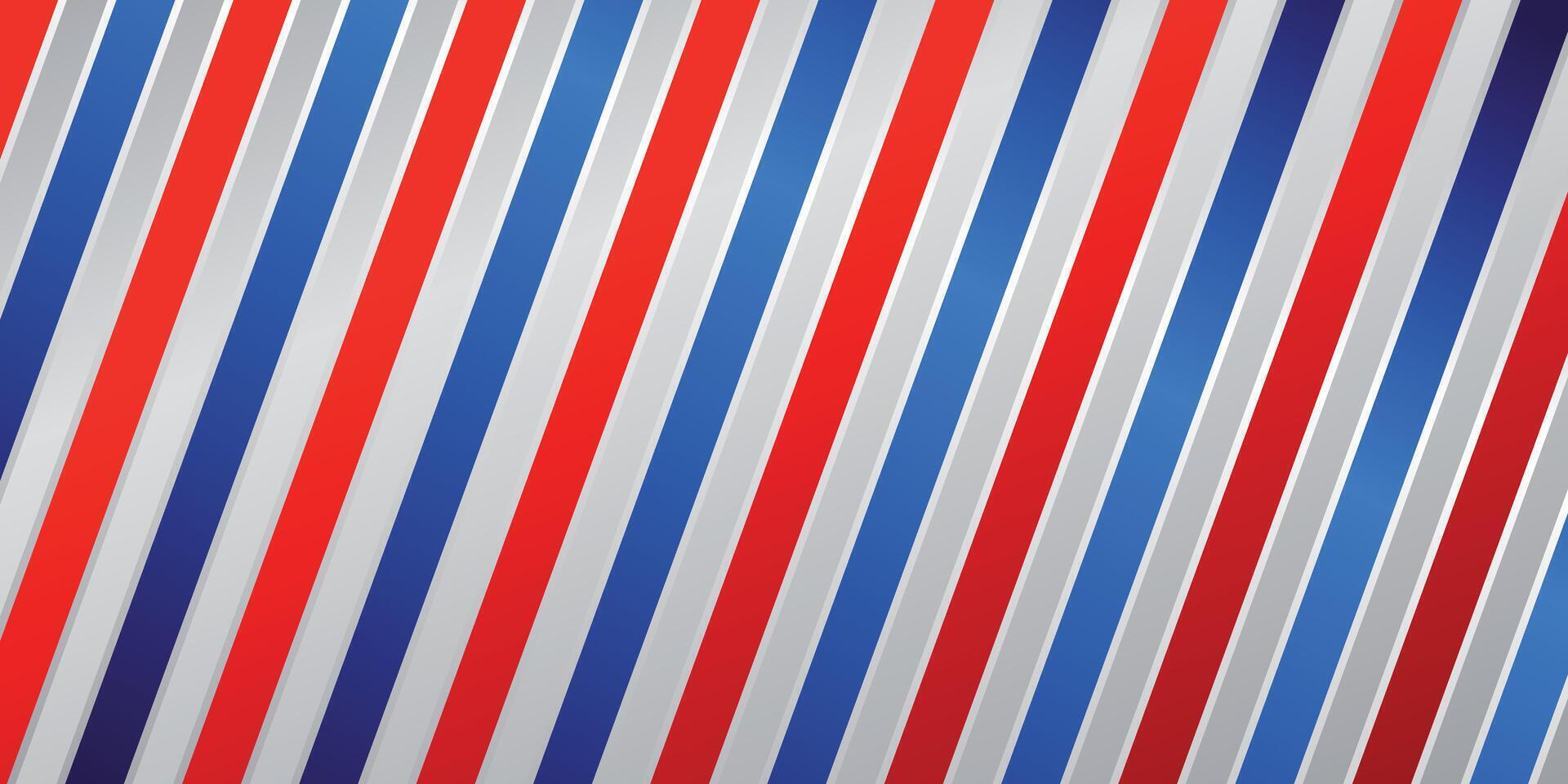 Stylish Barber Backdrop Featuring Red, Blue, and Gradient Stripes vector