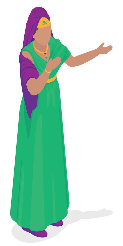 Babylonian Persian Queen Resembling Biblical Esther in Conversation in Isometric Perspective vector