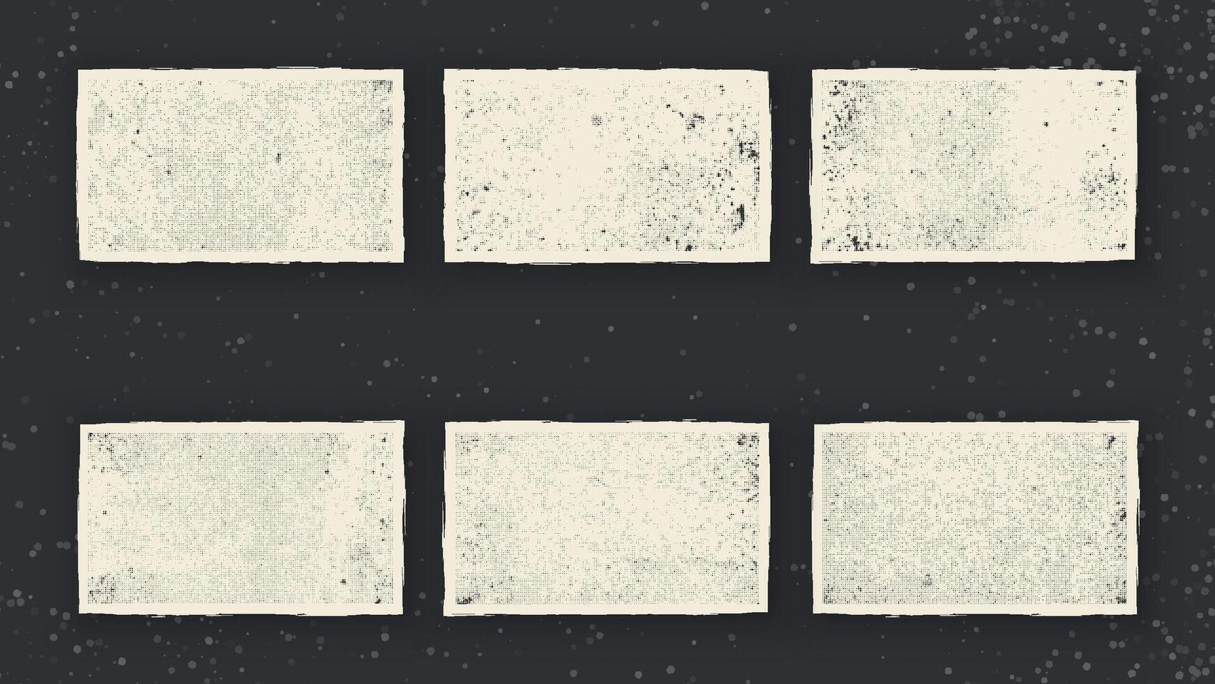 6 Grunge Halftone Textures. Dirty Background. Concrete Wall Scratched Material. Vintage Wallpaper Concept. Retro Rough Dots vector