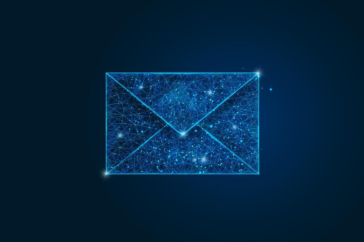 Abstract isolated image of a letter, mail or message. Polygonal illustration looks like stars in the blask night sky in spase or flying glass shards. Digital design for website, web, internet vector