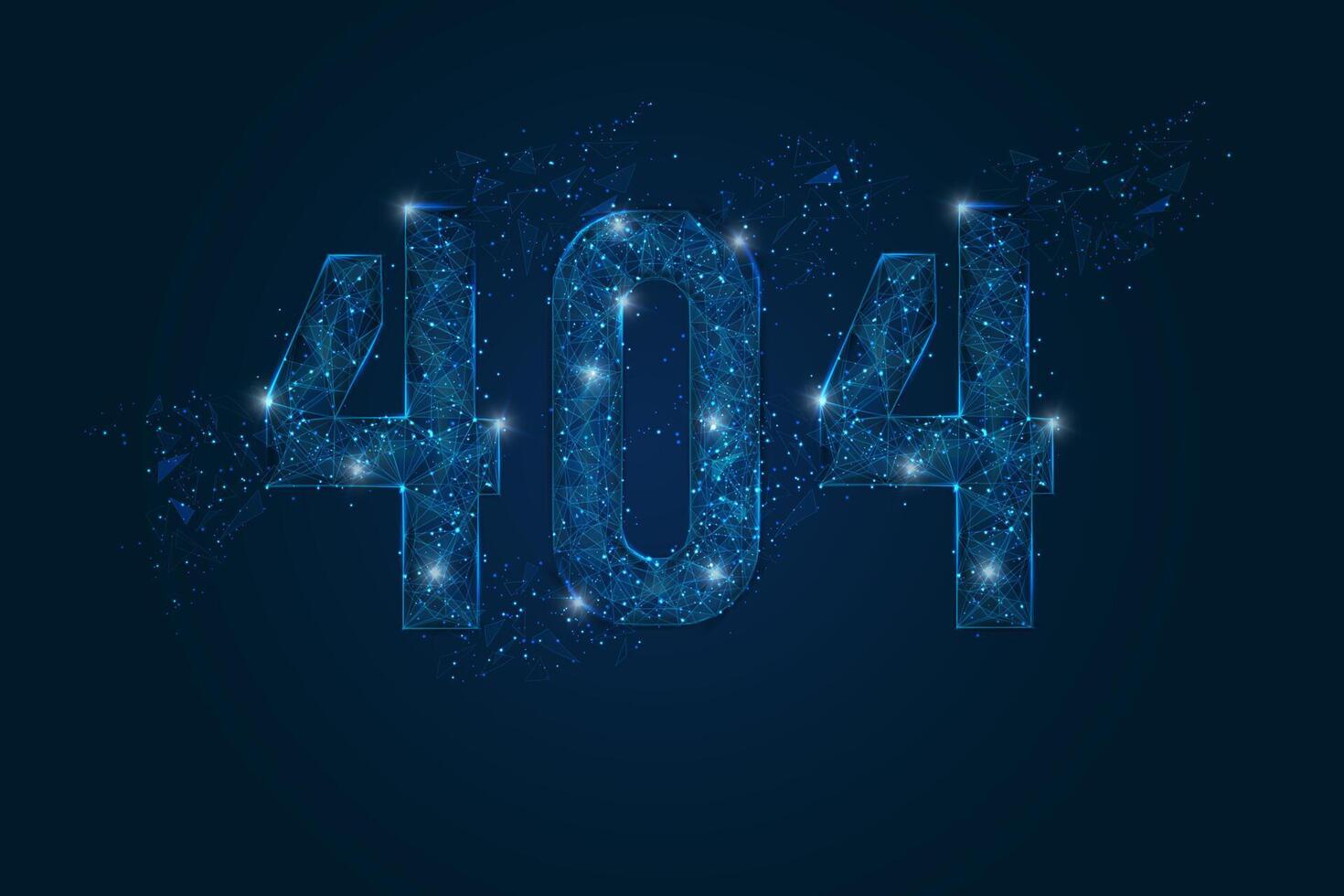 Abstract isolated blue image of Concept 404 Error Page or File not found for web page. Polygonal low poly wireframe illustration vector