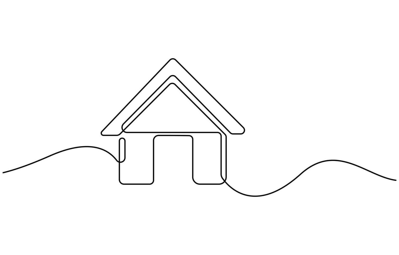 One line drawing of house building Symbol vector