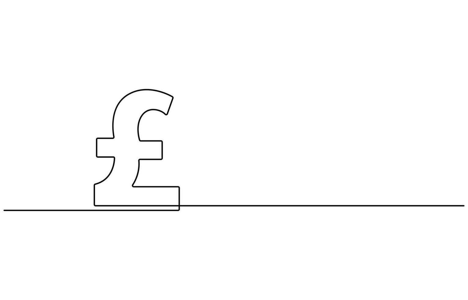 pound sterling sign continuous one line vector