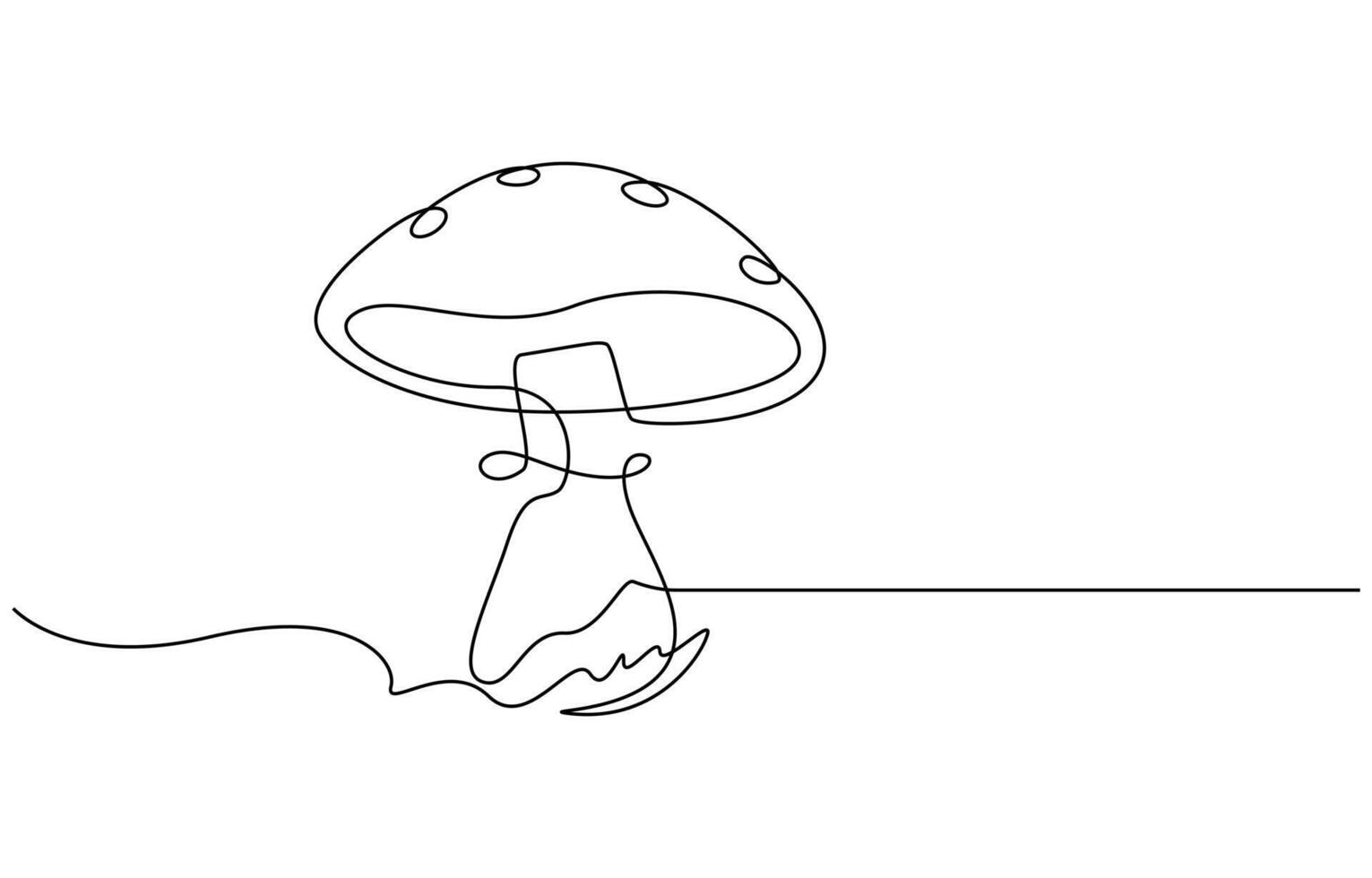 mushroom one line art drawing , vector